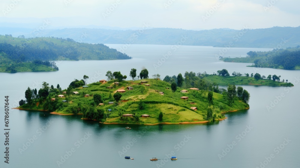 Lake Bunyonyi in Uganda, Africa. Lake Bunyonyi in Uganda, Africa.
