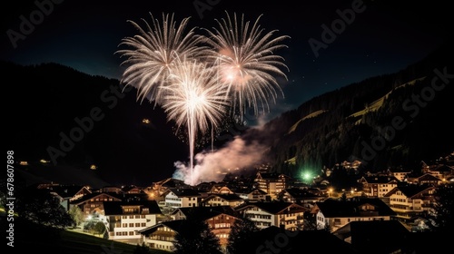Low angle view of firework display at night,Switzerland.
