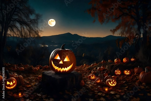 halloween pumpkin in the night