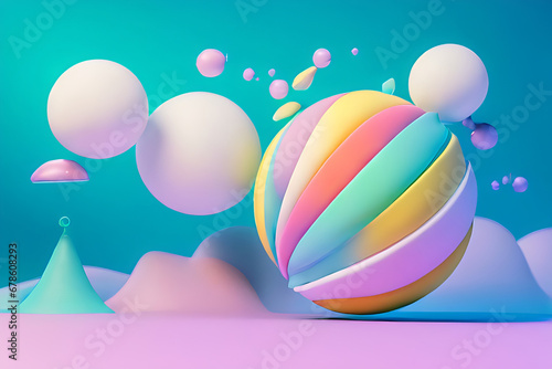 Abstract Background with large white fluted sphere render realistic effect polymode style