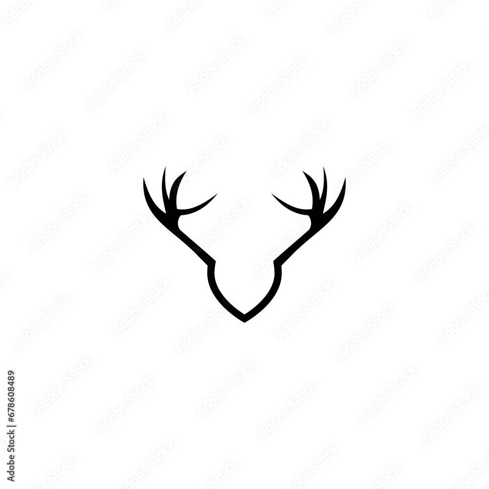 Deer antler shield logo icon isolated on transparent background Deer antler shield logo icon isolated on transparent background