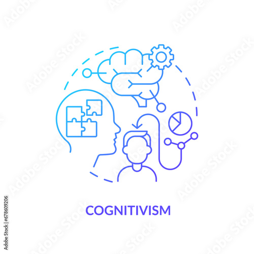 2D gradient cognitivism icon, simple vector, thin line illustration representing learning theories.