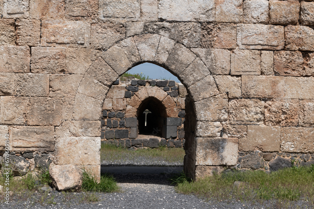 Arches and walls of Belvoir Crusader Castle in northern Israel