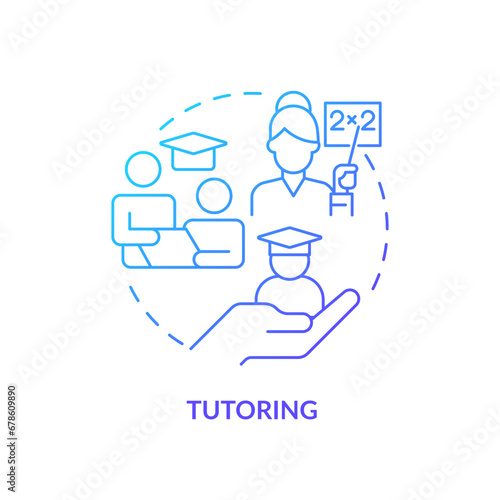 2D gradient tutoring icon, simple vector, thin line illustration representing learning theories.