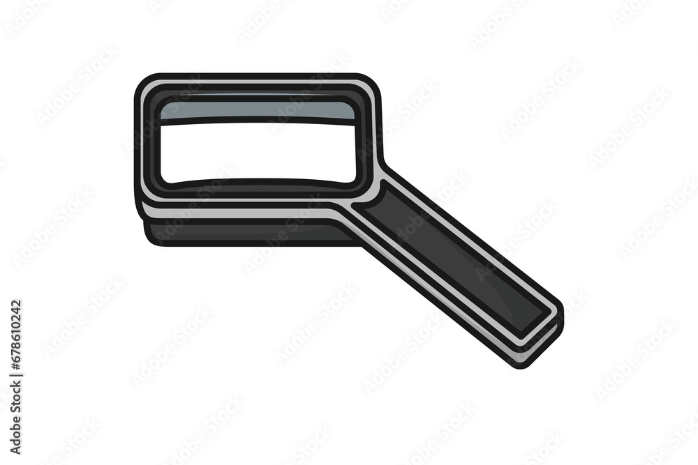 Square Shape Magnifying Glass vector illustration. Science and technology searching items icon concept. Render minimal transparent loupe search icon for finding, reading, research, analysis vector.