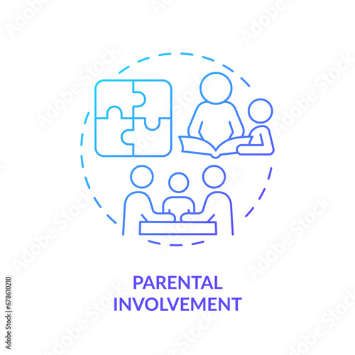 2D gradient parental involvement icon, simple vector, thin line illustration representing learning theories.