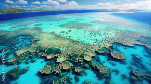 beautiful view of Australia's Great Barrier Reef with underwater coral views created with Generative AI Technology