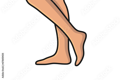 Human Feet Pair vector illustration. People fashion icon concept. Human foot for medical health care vector design with shadow. Human feet with legs standing on toes icon logo.