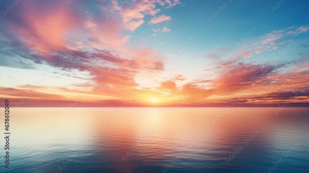 Fototapeta premium The sea and the colorful sky, the sea and the sunset, silhouettes and sunset,Beautiful cloudscape over the sea, sunrise