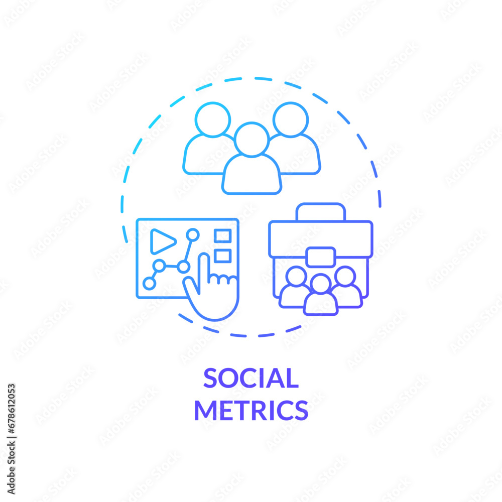 2D gradient social metrics icon, simple isolated vector, climate metrics thin line illustration. 2D gradient social metrics icon, simple isolated vector, climate metrics thin line illustration.