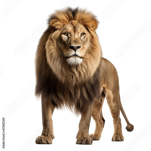 Lion roar standing isolated on white background © Luckyphotos