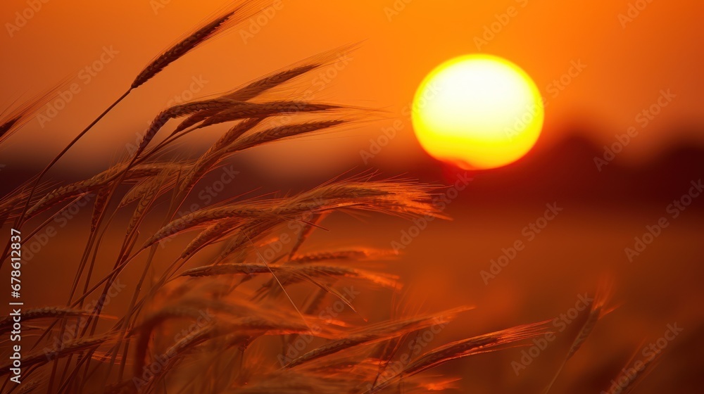 Big sun in the countryside,Beautiful countryside sunset wide,Beautiful countryside landscape