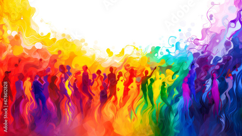 Abstract drawing of stylized people in colors of LGBT community - concept of supporting sexual minorities