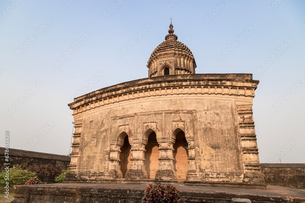 Ornately carved terracotta Hindu temple constructed in the 17th century Lalji Temple at bishnupur,west bengal India.