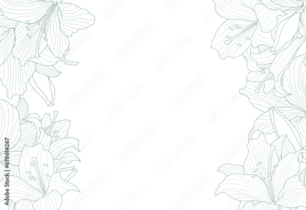 Fototapeta premium ゆりの花のはがきテンプレート 横構図