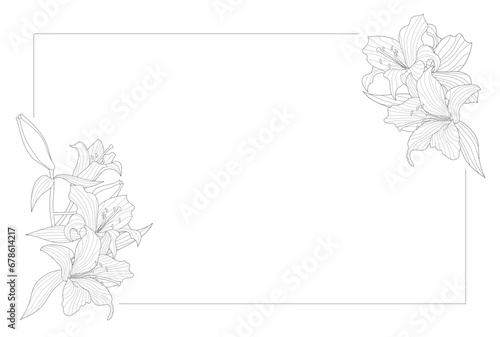 ゆりの花のはがきテンプレート　横構図