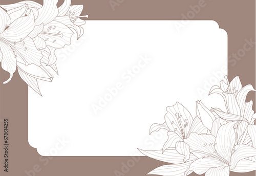 ゆりの花のはがきテンプレート　横構図