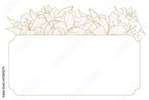 ゆりの花のはがきテンプレート　横構図