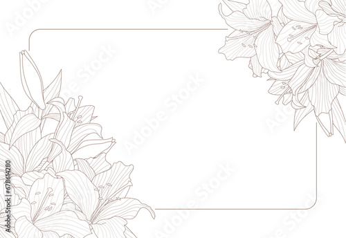 ゆりの花のはがきテンプレート　横構図