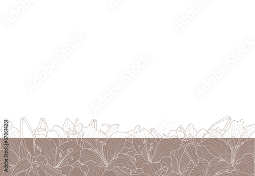 ゆりの花のはがきテンプレート　横構図