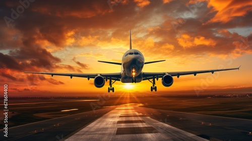 airplane on runway, air transport