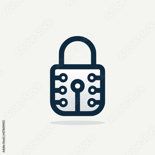 Private banking monochrome line logo. Reliability business value. Lock with digital elements icon. Design element. Created with artificial intelligence. Ai art for corporate branding, website
