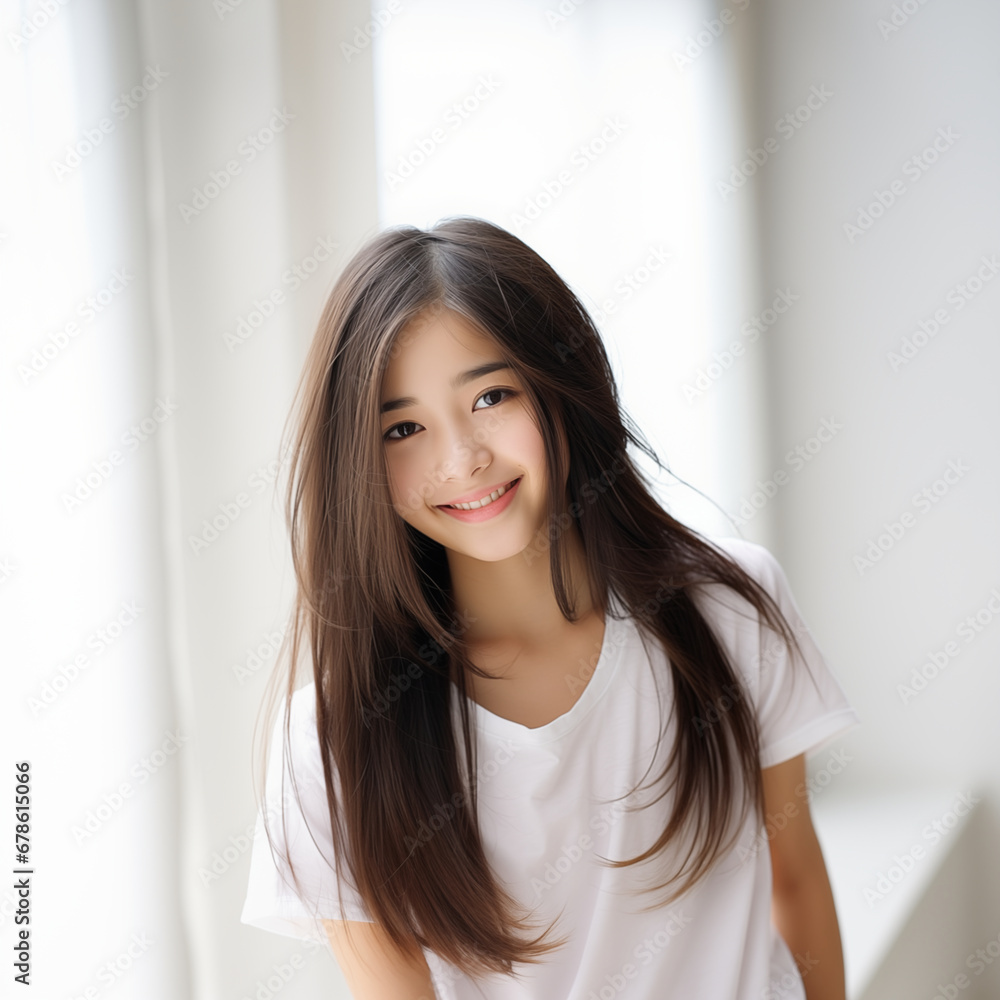 10代の微笑む美しい女性 10代の微笑む美しい女性