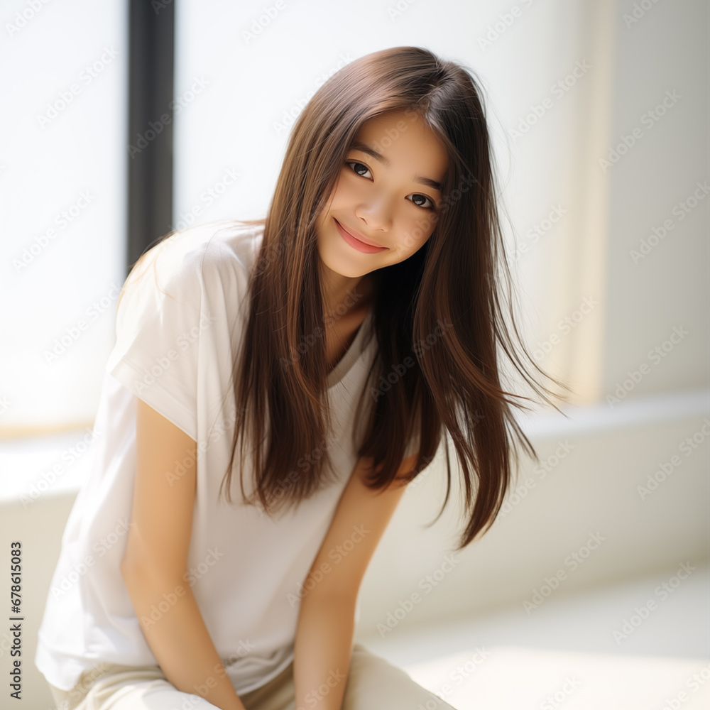 10代の微笑む美しい女性 10代の微笑む美しい女性