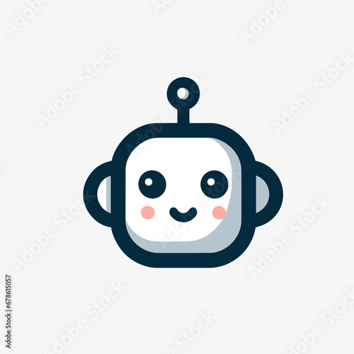 AI chatbot development company line logo. User centric business value. Cute baby robot simple icon. Design element. Created with artificial intelligence. Ai art for corporate branding