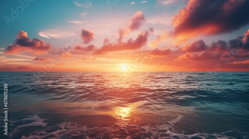 Beautiful sunset concept, The big sun sets on the sea, beautiful sea © CStock