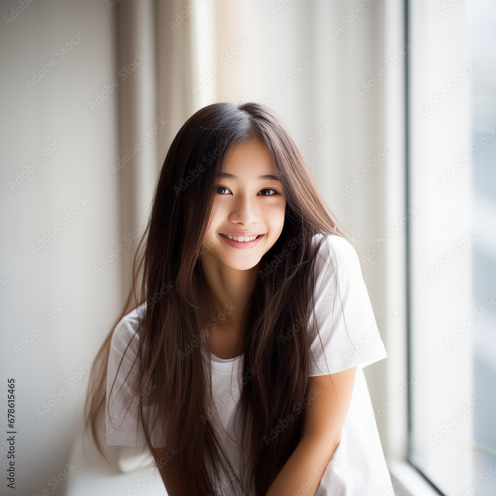 10代の微笑む美しい女性 10代の微笑む美しい女性