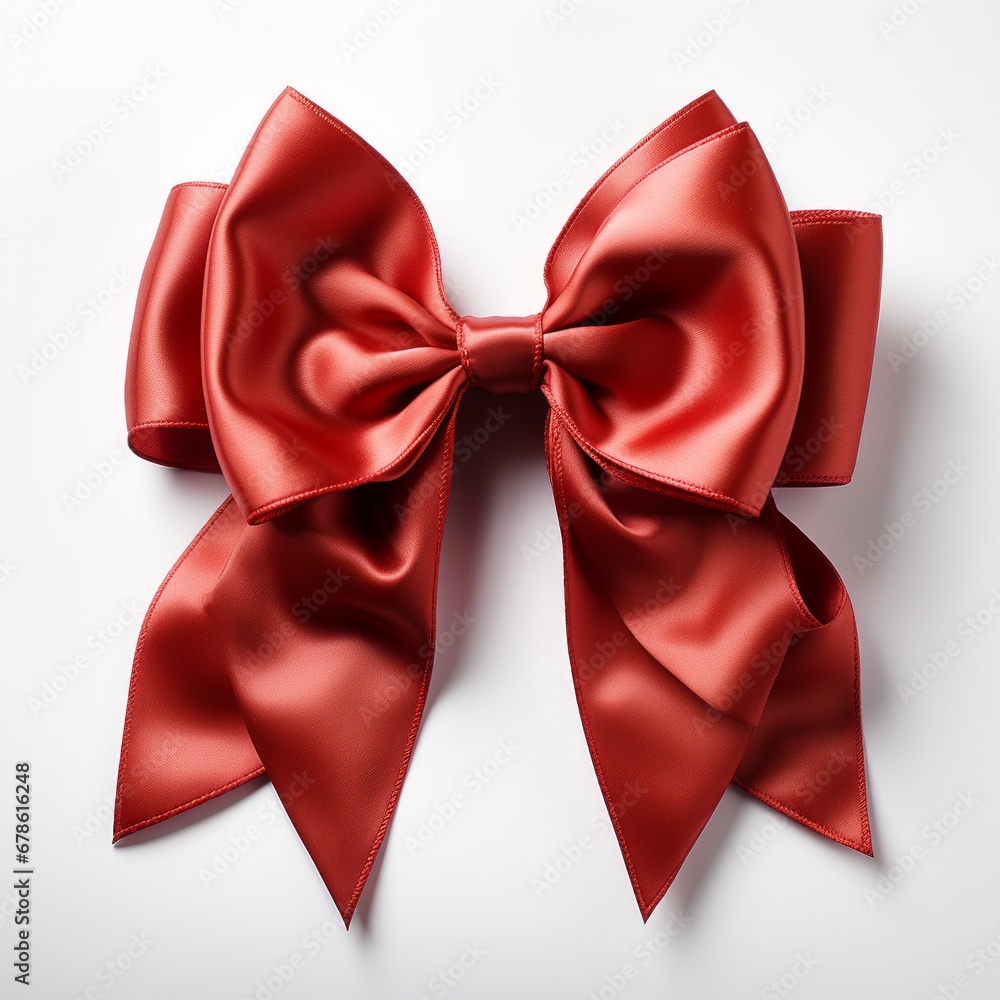 red bow isolated on white background, ai generated
