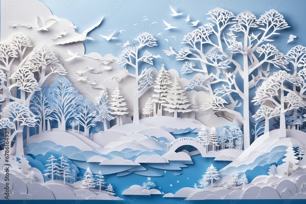 Paper Cuttings Art - Winter Scenery