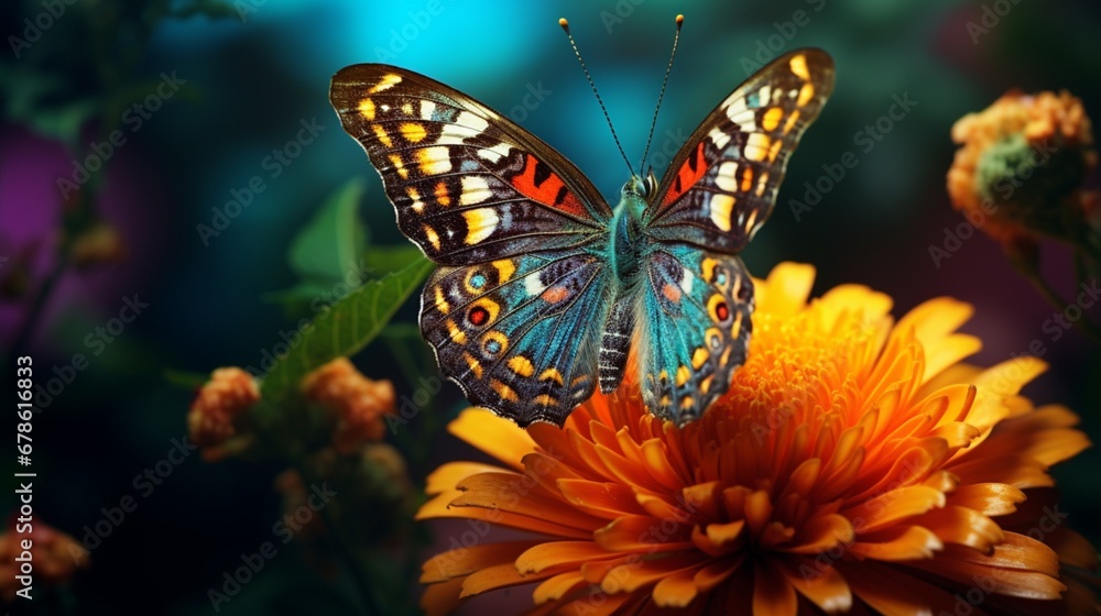 A butterfly delicately sipping nectar from a vibrant flower, a ballet of nature. A butterfly delicately sipping nectar from a vibrant flower, a ballet of nature.