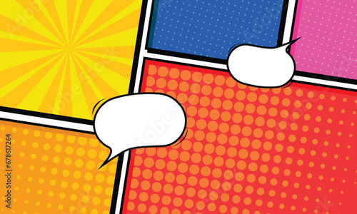 Colorful comic cartoon with speech bubble background design