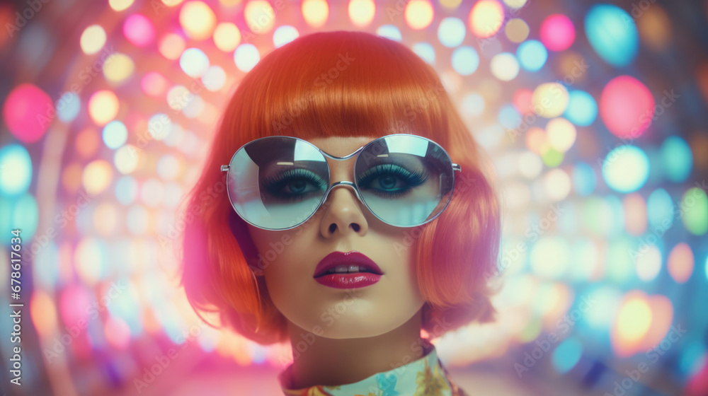 Fashion retro futuristic in surrealistic 60s-70s disco club culture life style Fashion retro futuristic in surrealistic 60s-70s disco club culture life style