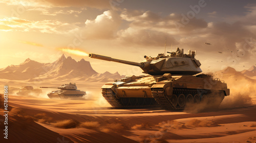 Desert combat with a battle tank