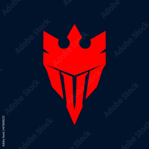 Spartan helmet, warrior gladiator or Roman and Greek soldier shield