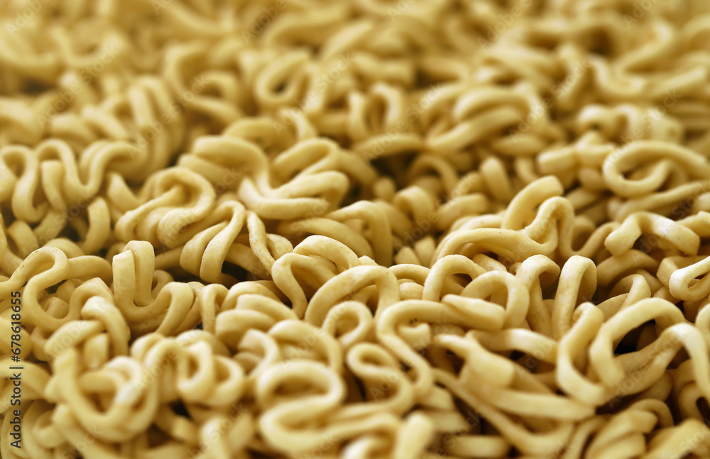 Traditional asian instant noodles texture for background close up. Japanese dry food