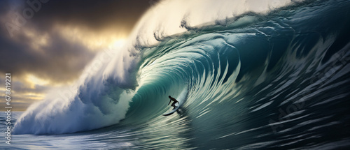 Surfer surfing a massive wave © UsamaR