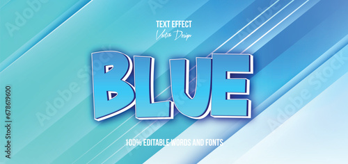 Editanle text effect design with blue style, isolated on blue texture abstract background with line.