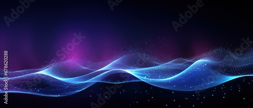 Abstract particle waving technology. Abstract waves, moving points, particle flow, high technology and big data, artificial intelligence background