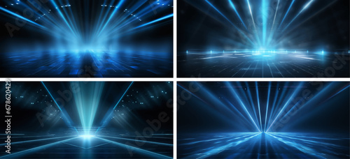 ray spotlight stage disco fractal shine neon perspective glowing show futuristic smoke club fog  photo