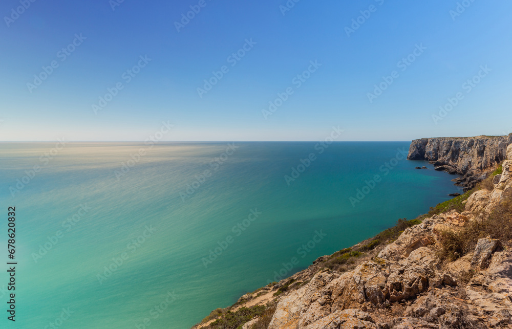 Cliffs in Sagres coast in Portugal