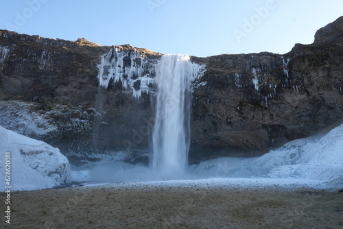 Landscape Iceland Mountains River Glacier Ocean Waterfall