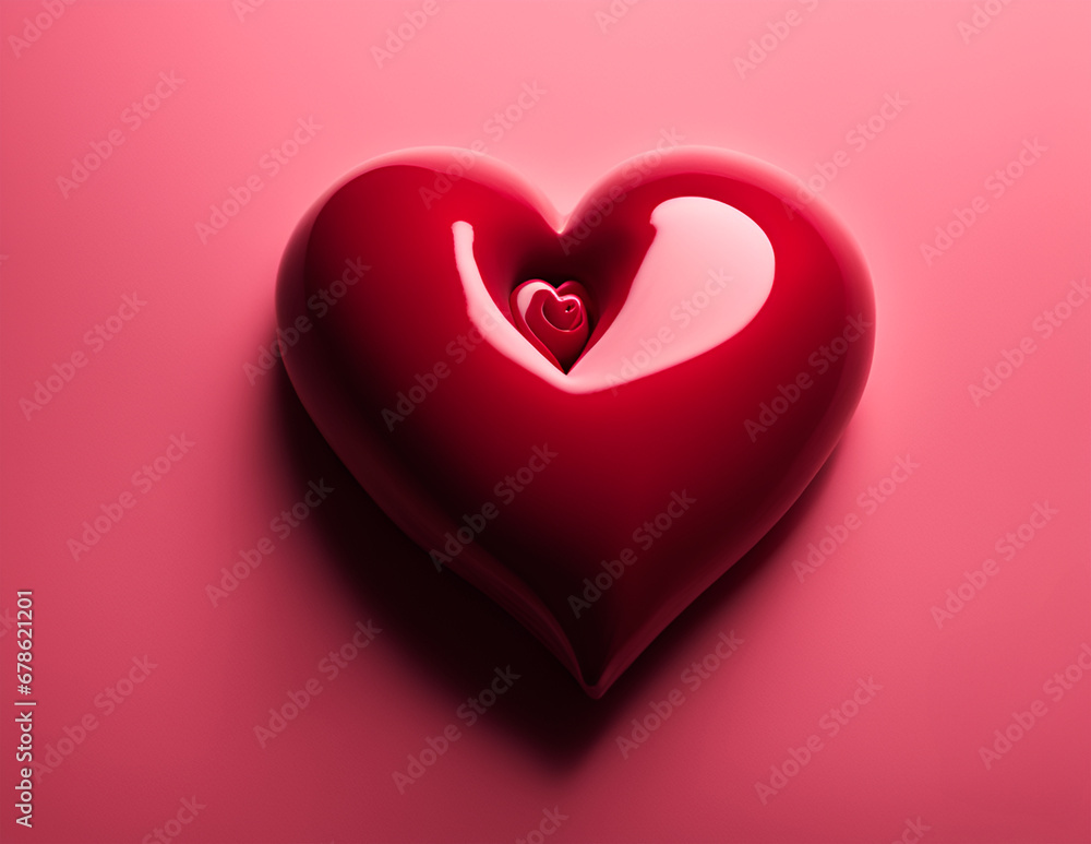 Valentine's day background. Red heart on pink background.IA generativa