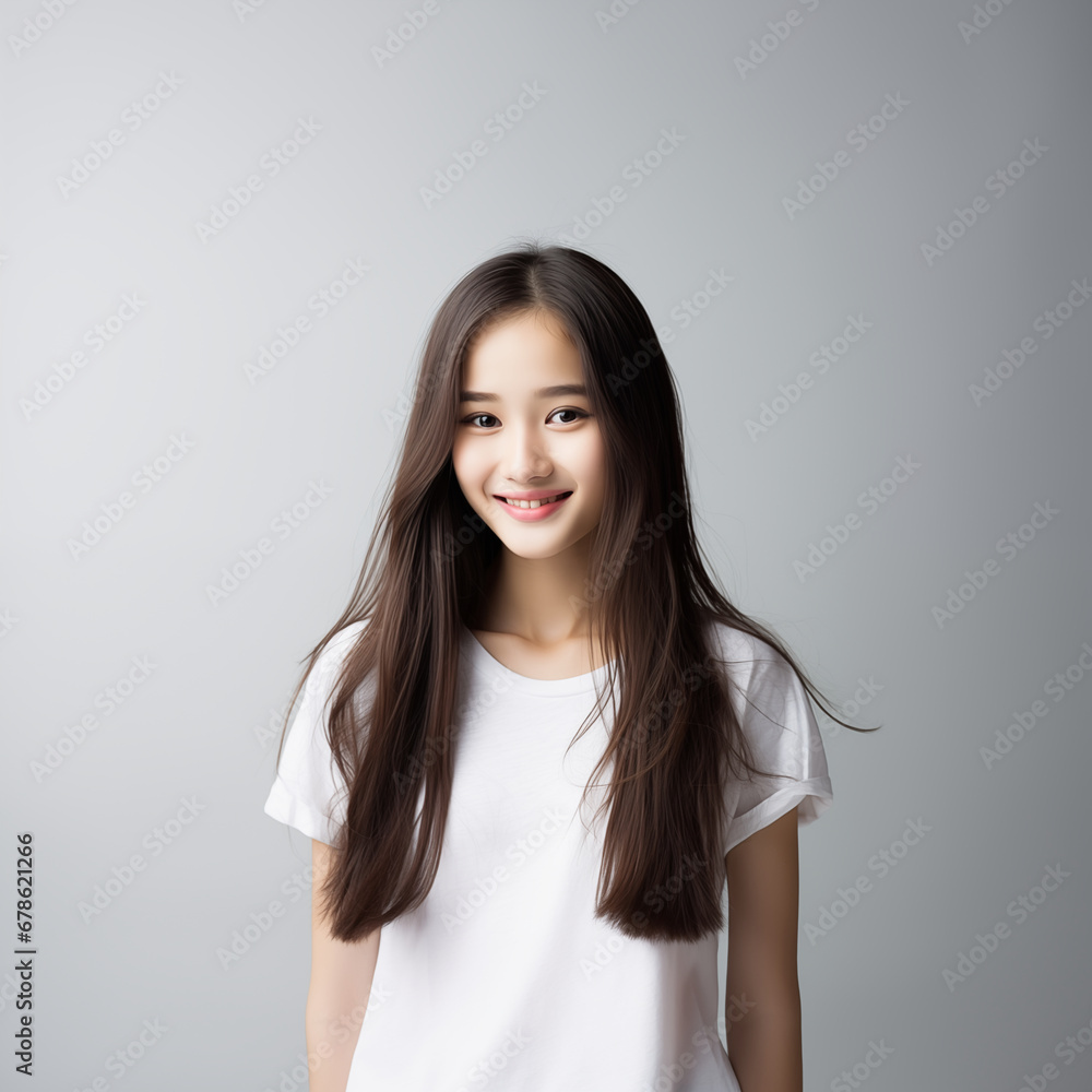 10代のロングヘアの美しい女子中学生 10代のロングヘアの美しい女子中学生