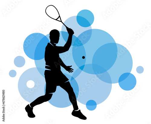 Creative squash sport background illustration for use as a template for flyer or for use in web design.