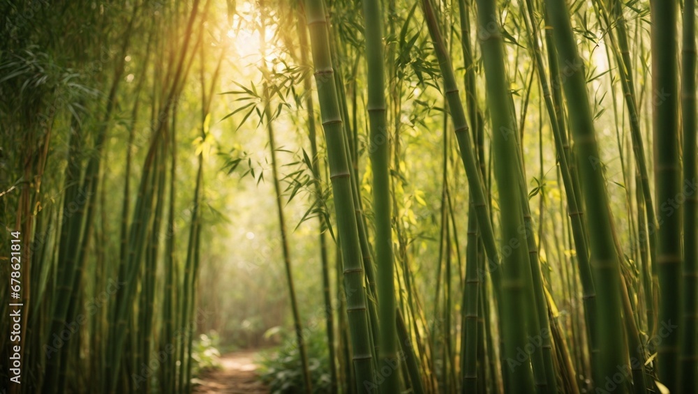 Fototapeta premium AI-generated illustration of A picturesque forest landscape featuring a road lined with trees