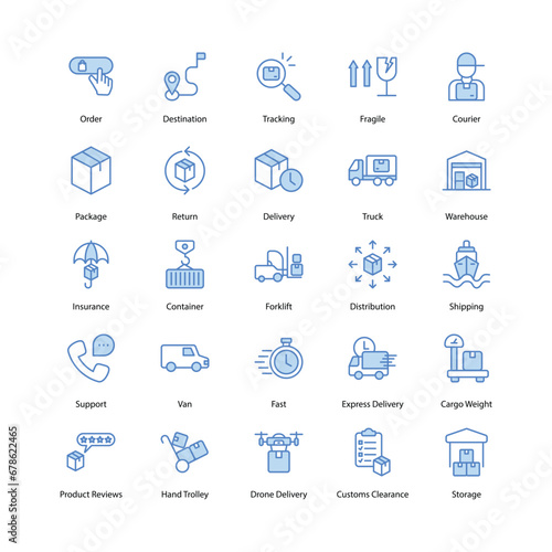 Logistics and delivery icons set isolate white background vector stock illustration